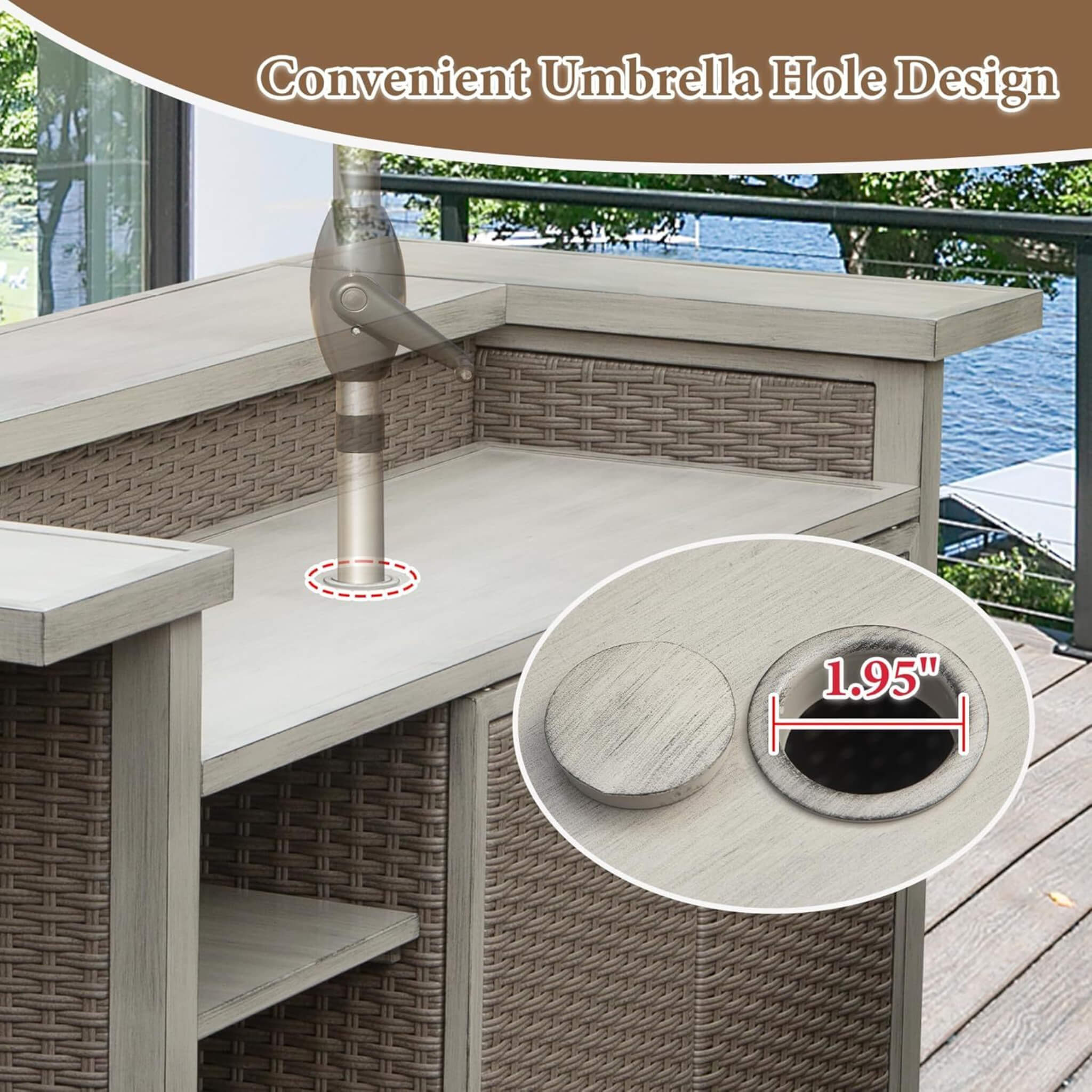 Alora Premium All-Weather Spacious Outdoor Patio Bar Table With Aluminum Frame (SAK51876) – SAKSBY WHOLESALE, view 8