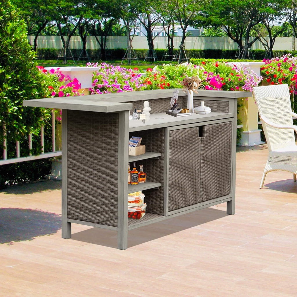 Alora Premium All-Weather Spacious Outdoor Patio Bar Table With Aluminum Frame (SAK51876) – SAKSBY WHOLESALE, view 3