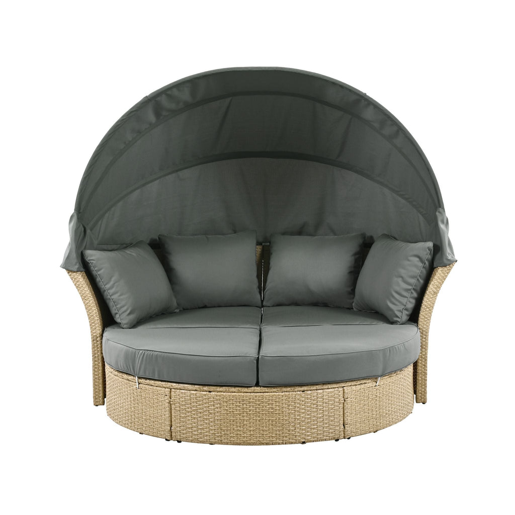 Alora Premium Outdoor Garden Wicker Rattan Patio Daybed With Retractable Canopy (SAK43581) – SAKSBY WHOLESALE, view 5