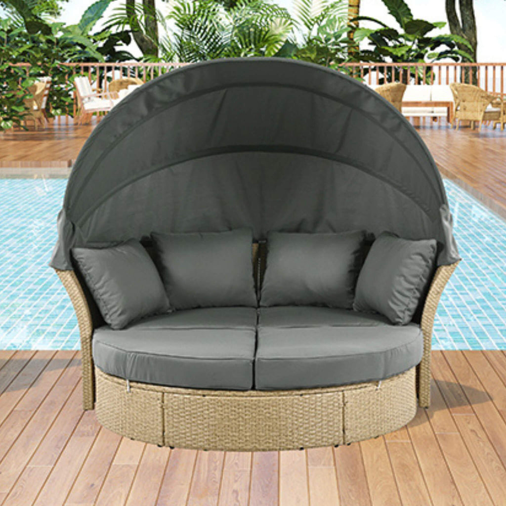 Alora Premium Outdoor Garden Wicker Rattan Patio Daybed With Retractable Canopy (SAK43581) – SAKSBY WHOLESALE