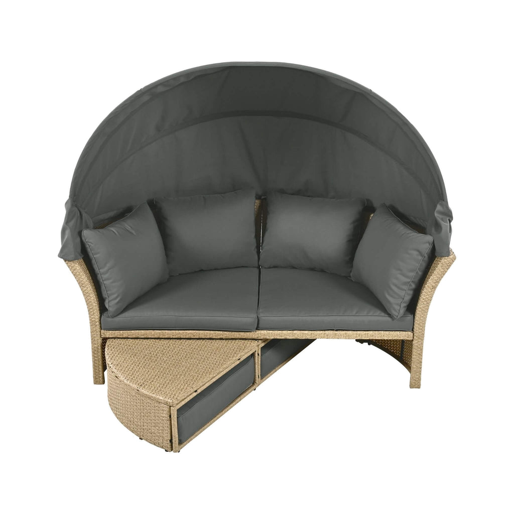 Alora Premium Outdoor Garden Wicker Rattan Patio Daybed With Retractable Canopy (SAK43581) – SAKSBY WHOLESALE, view 7