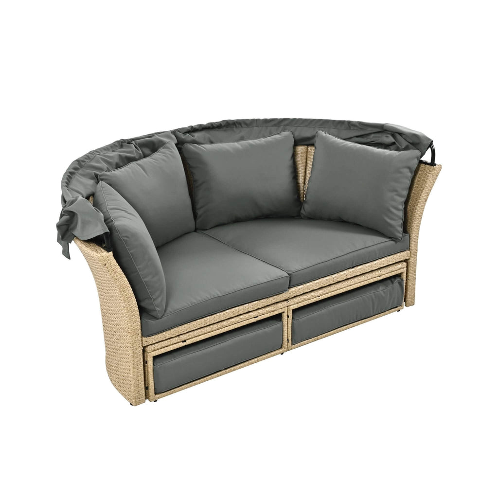 Alora Premium Outdoor Garden Wicker Rattan Patio Daybed With Retractable Canopy (SAK43581) – SAKSBY WHOLESALE, view 11
