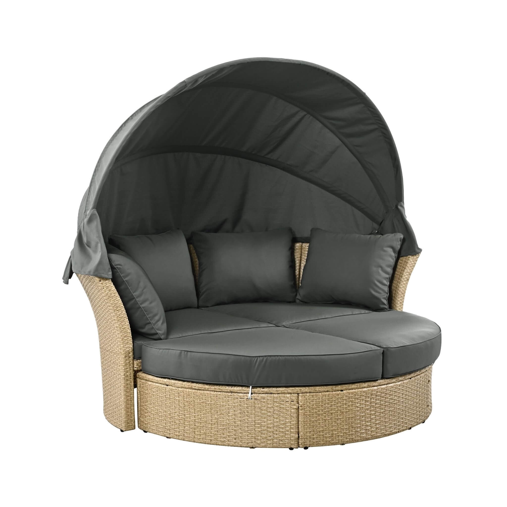 Alora Premium Outdoor Garden Wicker Rattan Patio Daybed With Retractable Canopy (SAK43581) – SAKSBY WHOLESALE, view 3