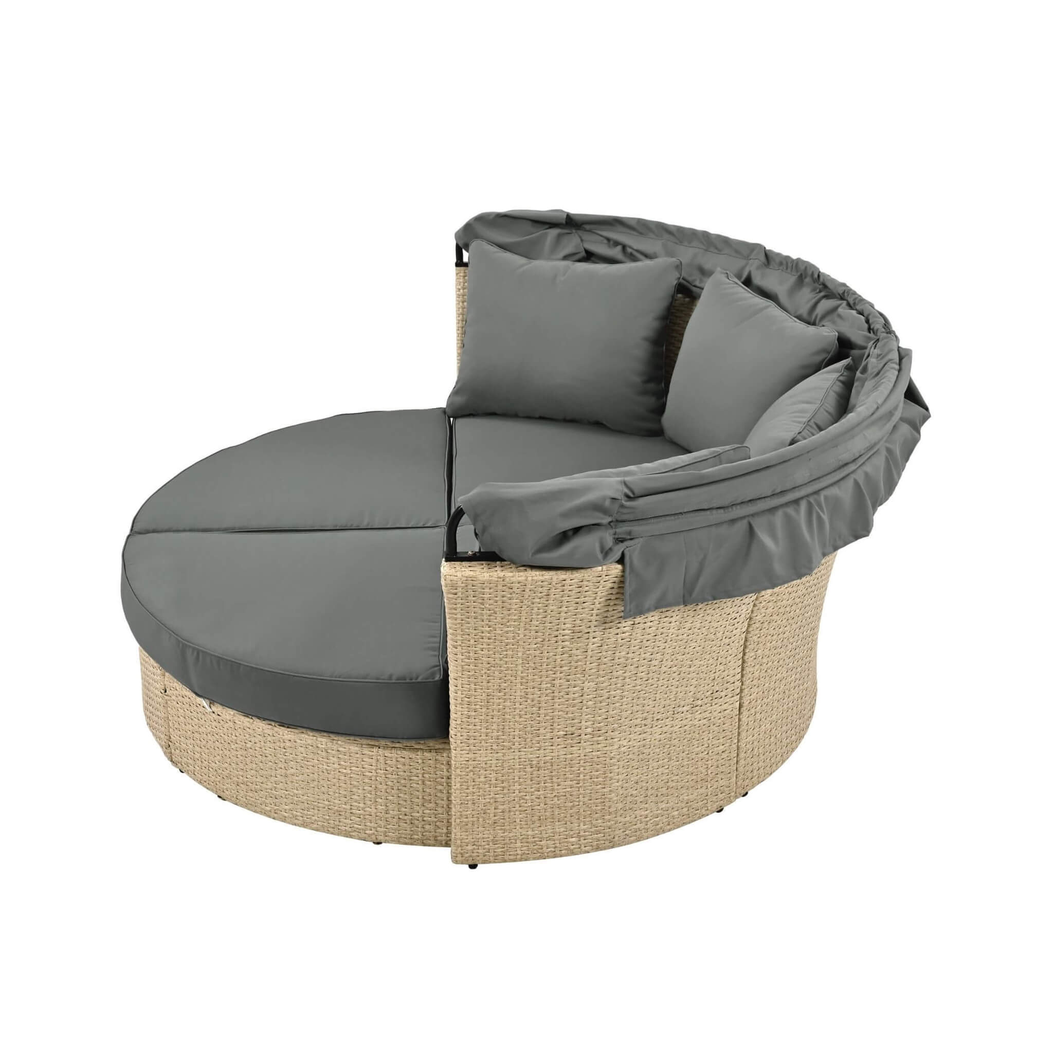 Alora Premium Outdoor Garden Wicker Rattan Patio Daybed With Retractable Canopy (SAK43581) – SAKSBY WHOLESALE, view 9