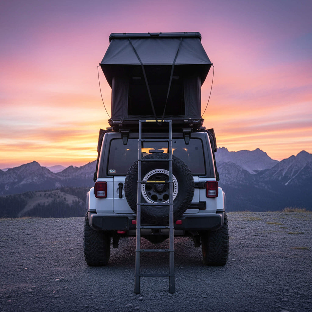 Trailora Nova Aluminum Hard-Shell Rooftop Tent With Ladder, Tri-Color LED Lighting, And Memory Foam Mattress [2-3 People] (SA