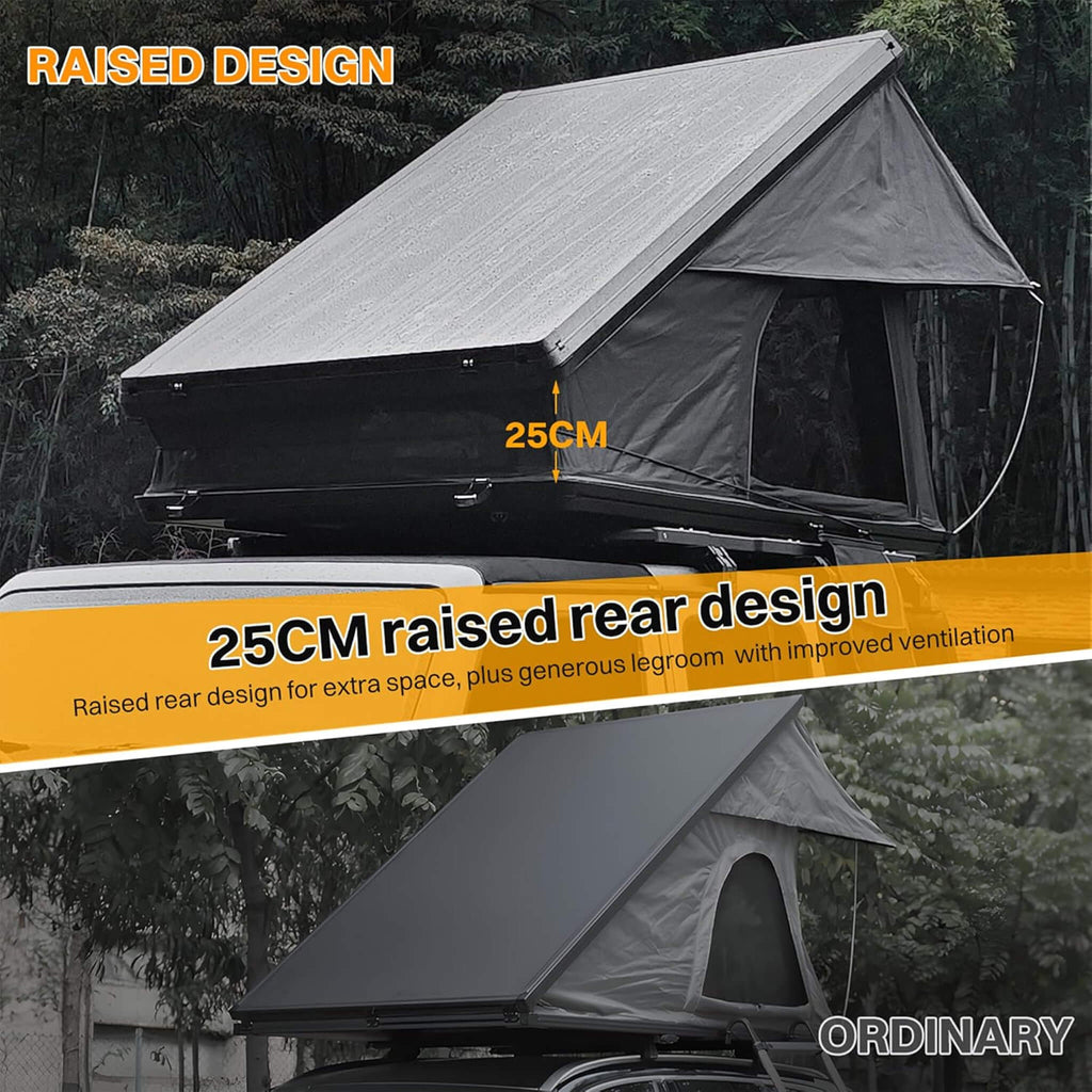 Trailora Nova Aluminum Hard-Shell Rooftop Tent With Ladder, Tri-Color LED Lighting, And Memory Foam Mattress [2-3 People] (SA