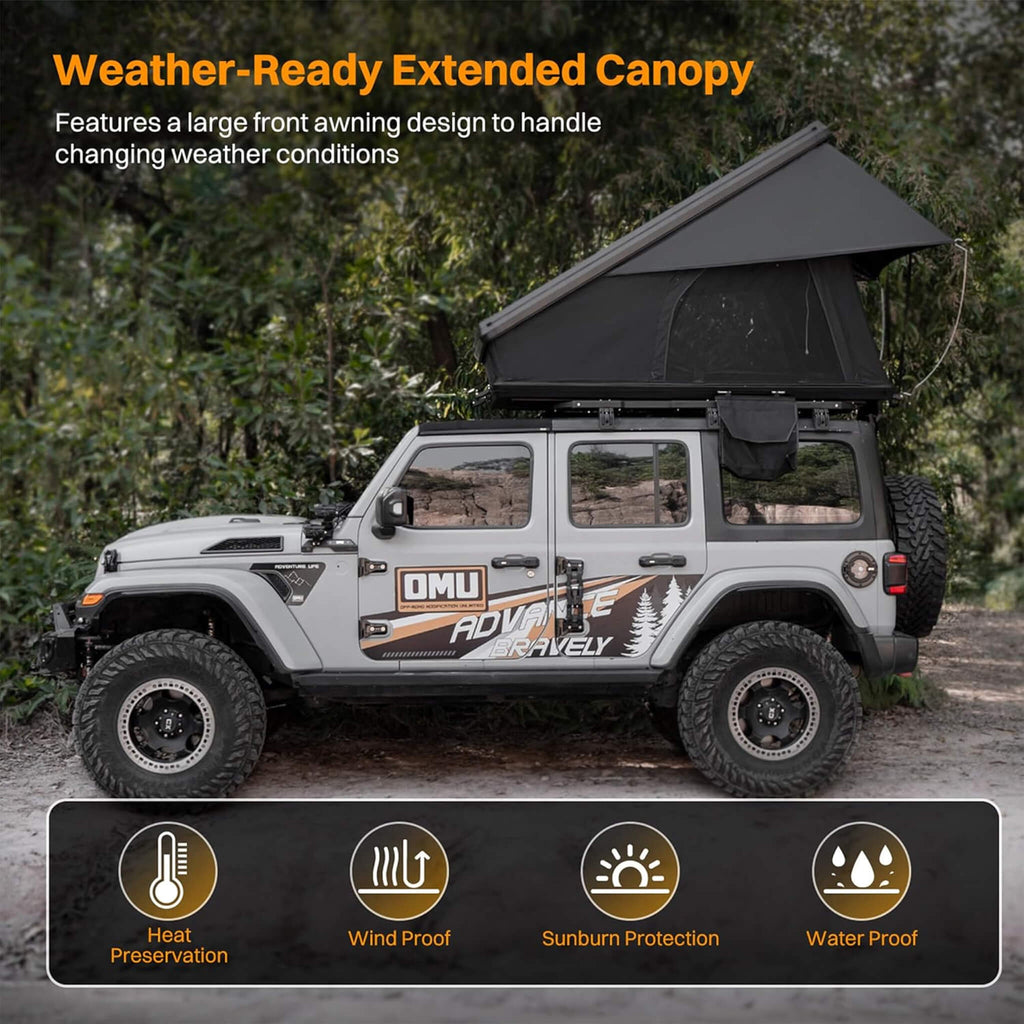 Trailora Nova Aluminum Hard-Shell Rooftop Tent With Ladder, Tri-Color LED Lighting, And Memory Foam Mattress [2-3 People] (SA