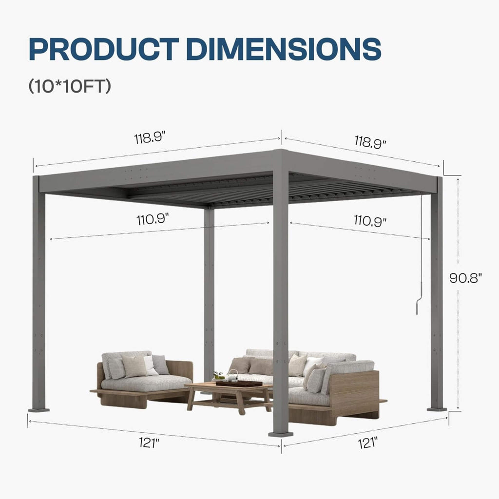 Alora Aluminum Louvered Pergola Kit With Adjustable Roof & Drainage (SAK94316) – SAKSBY WHOLESALE, view 8