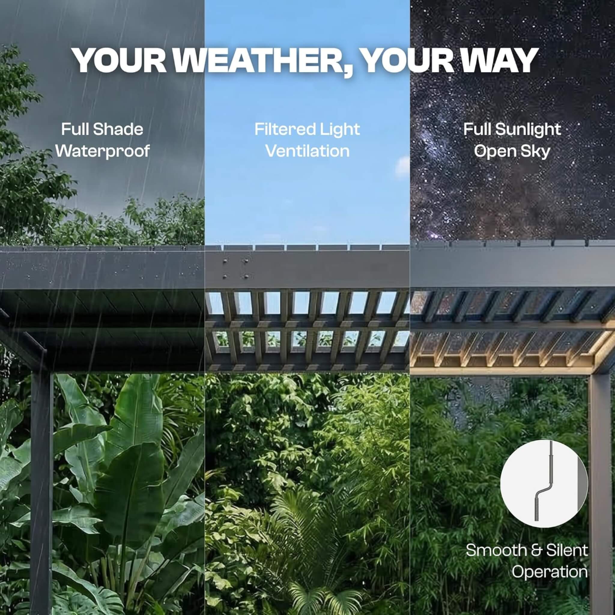 Alora Aluminum Louvered Pergola Kit With Adjustable Roof & Drainage (SAK94316) – SAKSBY WHOLESALE, view 7