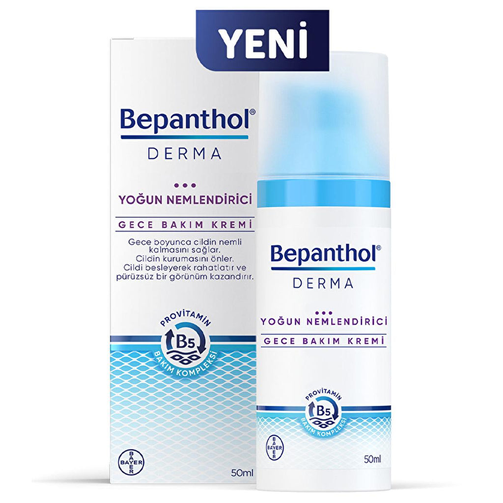 Bepanthol Derma Intense Moisturizing Night Face Cream - Repair & Soothe Dry Skin Overnight with Natural Oils for Facial Dryness Relief