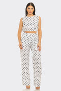 Amalfi Polka Dot Belted Flare Pants Set – Vacation & Brunch Outfit Set for Women