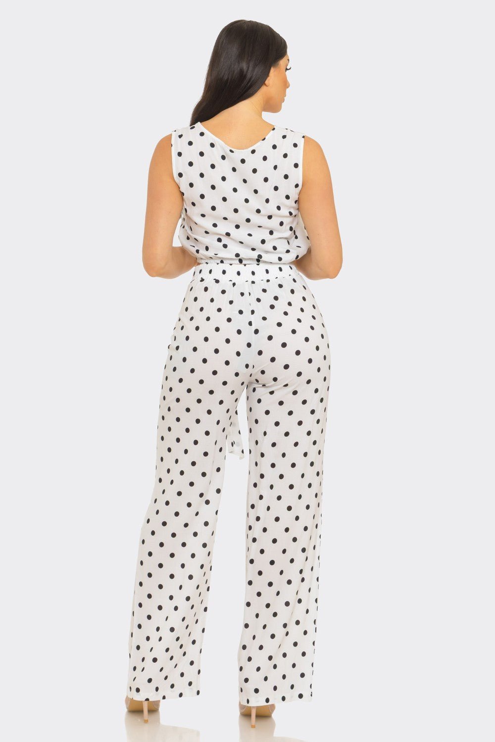 Amalfi Polka Dot Belted Flare Pants Set – Vacation & Brunch Outfit Set for Women