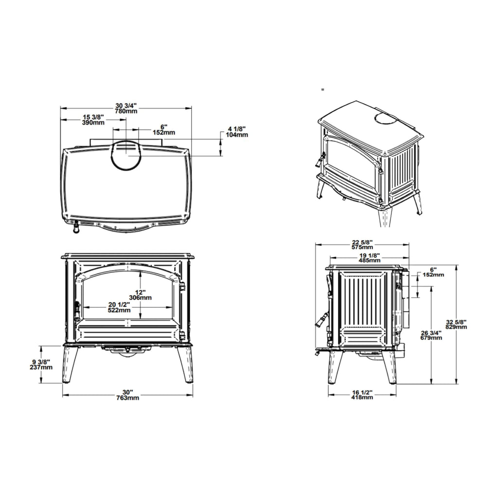 Amantii Lynwood Wood Burning Cast Iron Stove Fireplace [LYNWOOD-W76] (SAK25618) – SAKSBY WHOLESALE, view 6