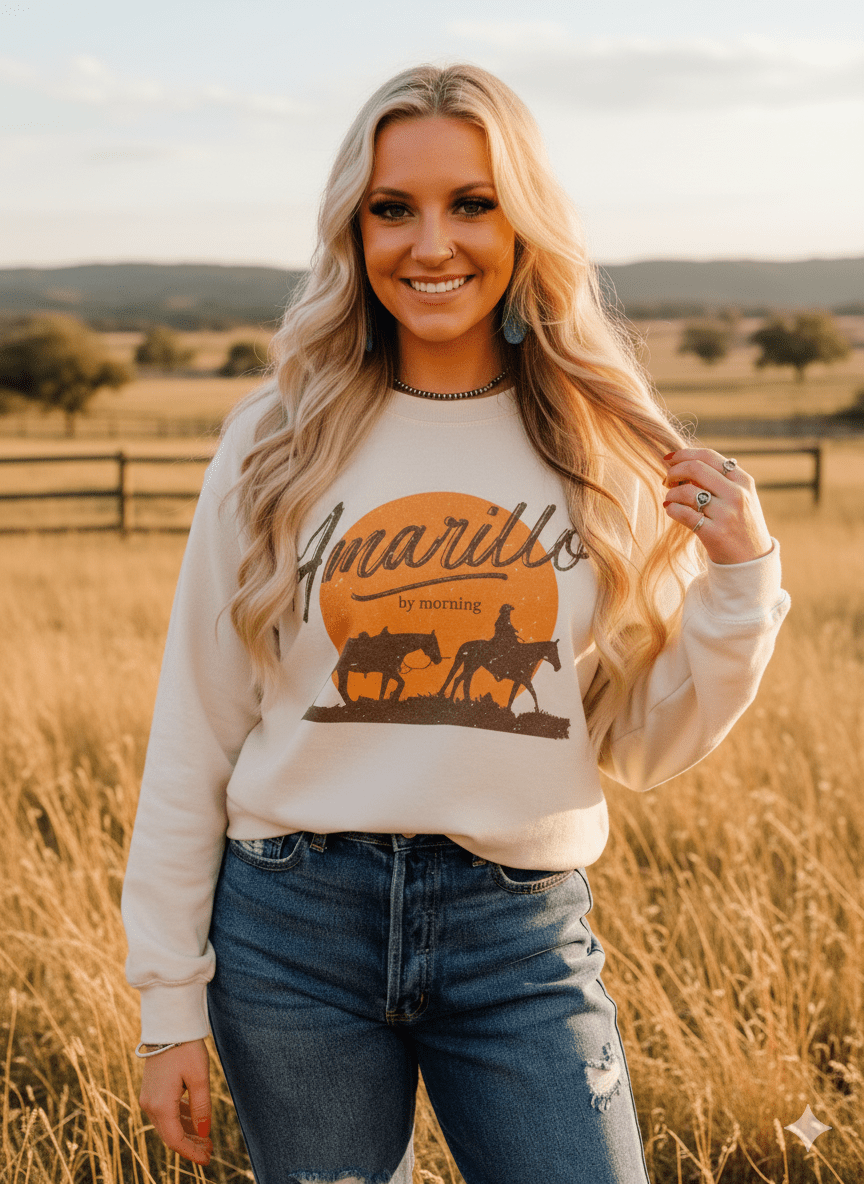 Wild Junkie Amarillo by Mornin' Western Graphic Sweatshirt — main product shot