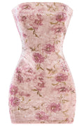 Amelia Luxury Strapless Floral Sequin Mini Dress | Shimmer Fit