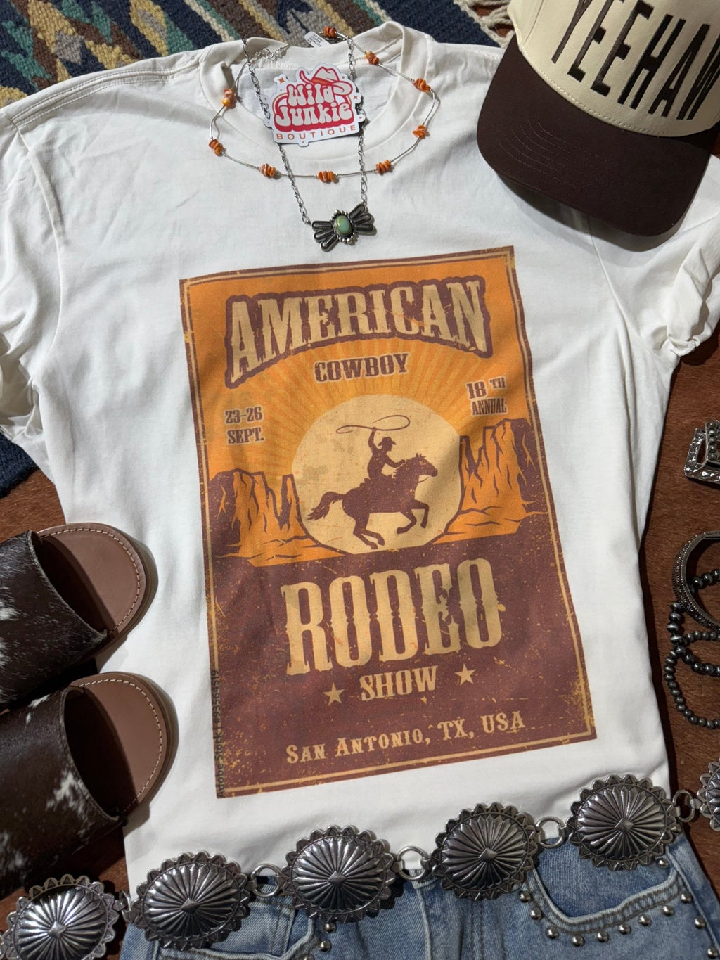 Wild Junkie American Cowboy Rodeo Show Graphic Tee — main product shot