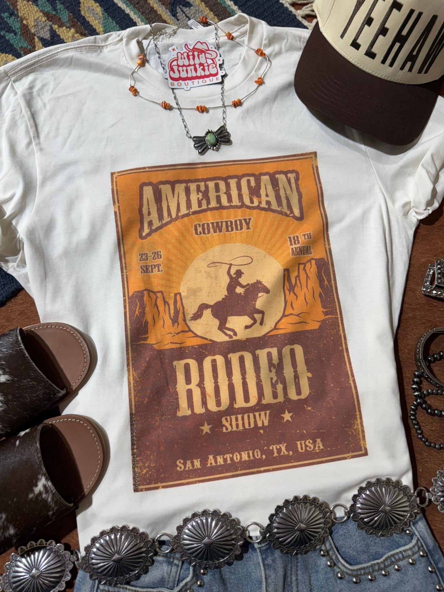 Wild Junkie American Cowboy Rodeo Show Graphic Tee — main product shot