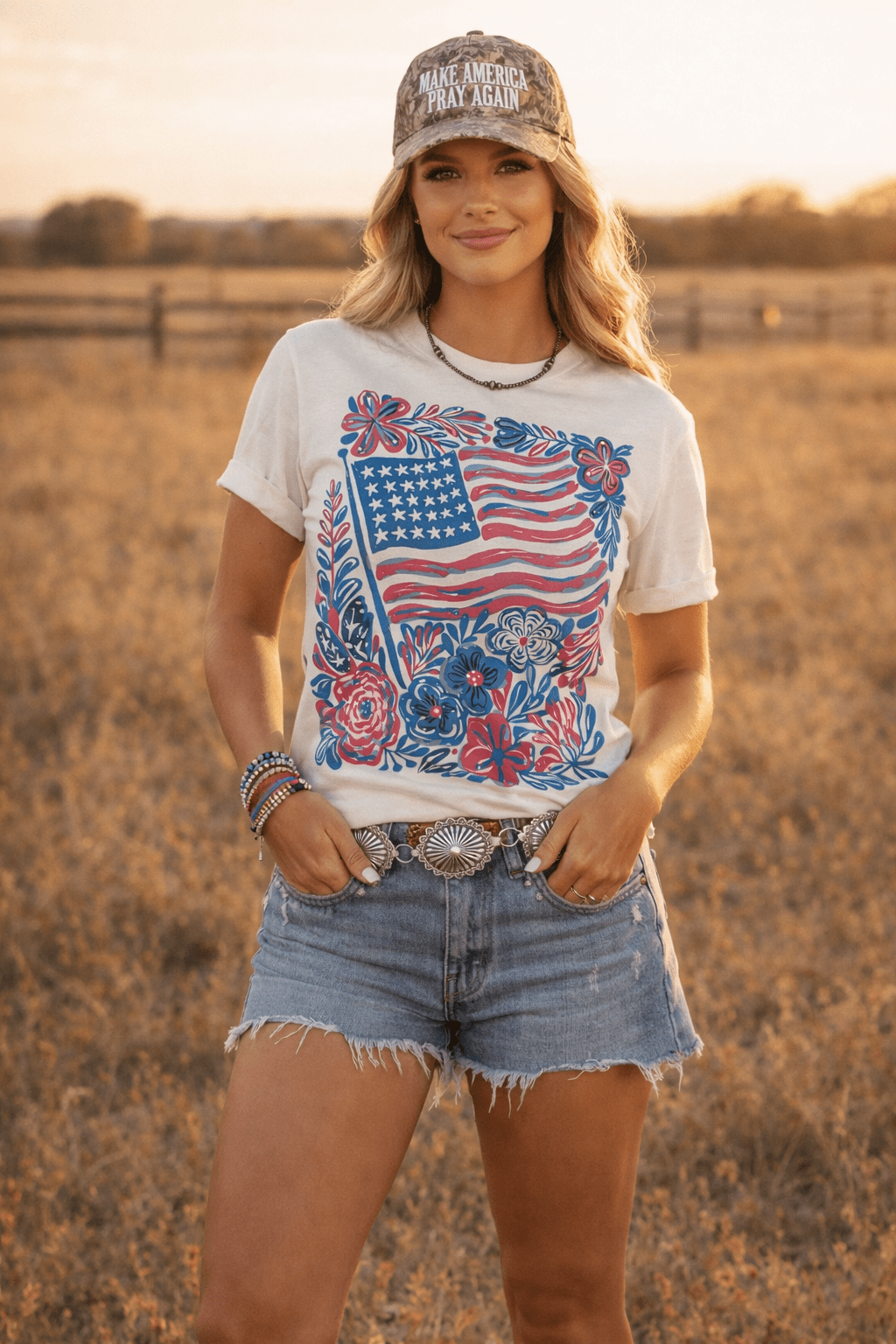 Wild Junkie American Freedom Flowers Graphic Tee — detail shot 6