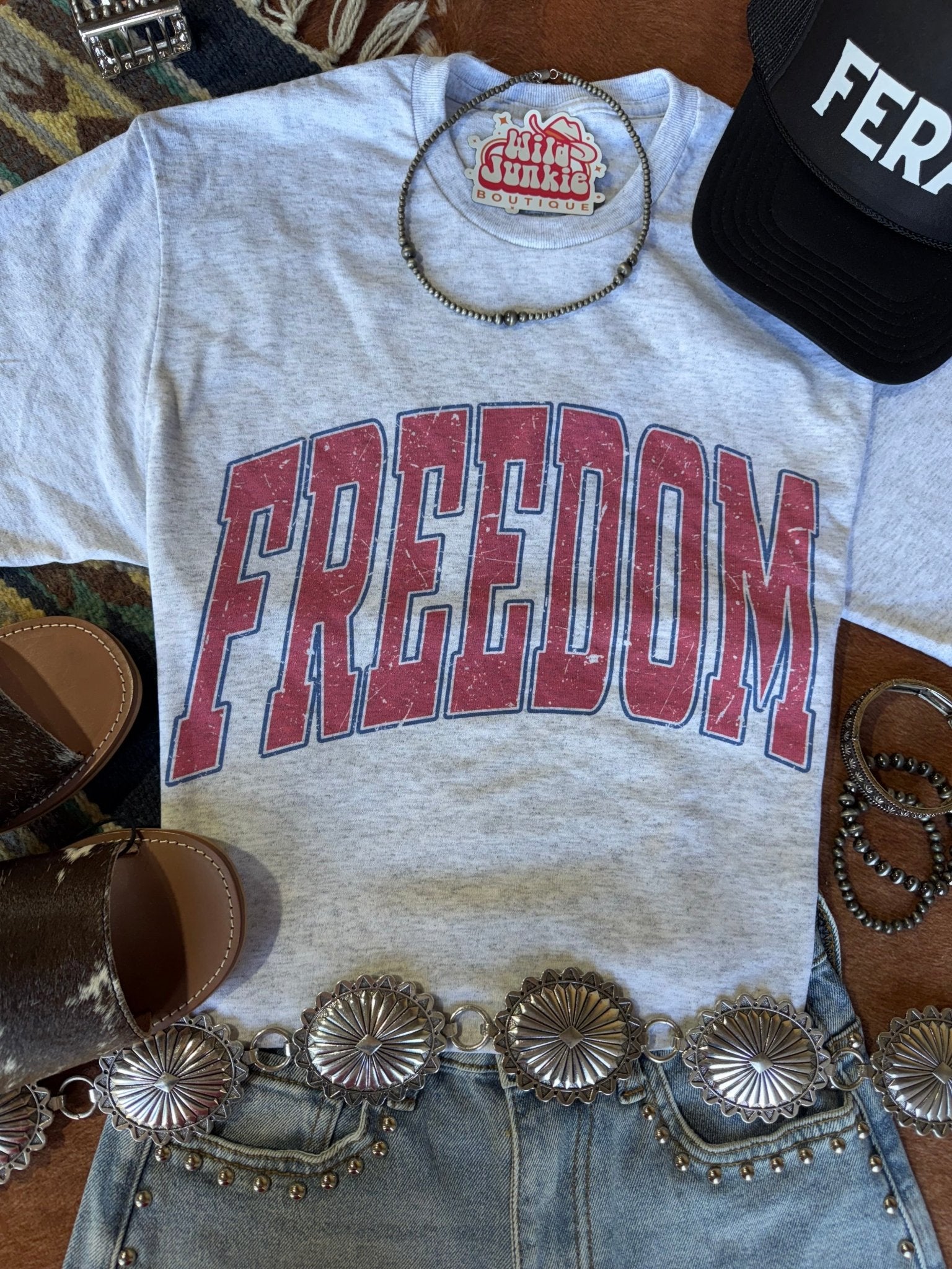 Wild Junkie American Freedom Graphic Tee — construction detail