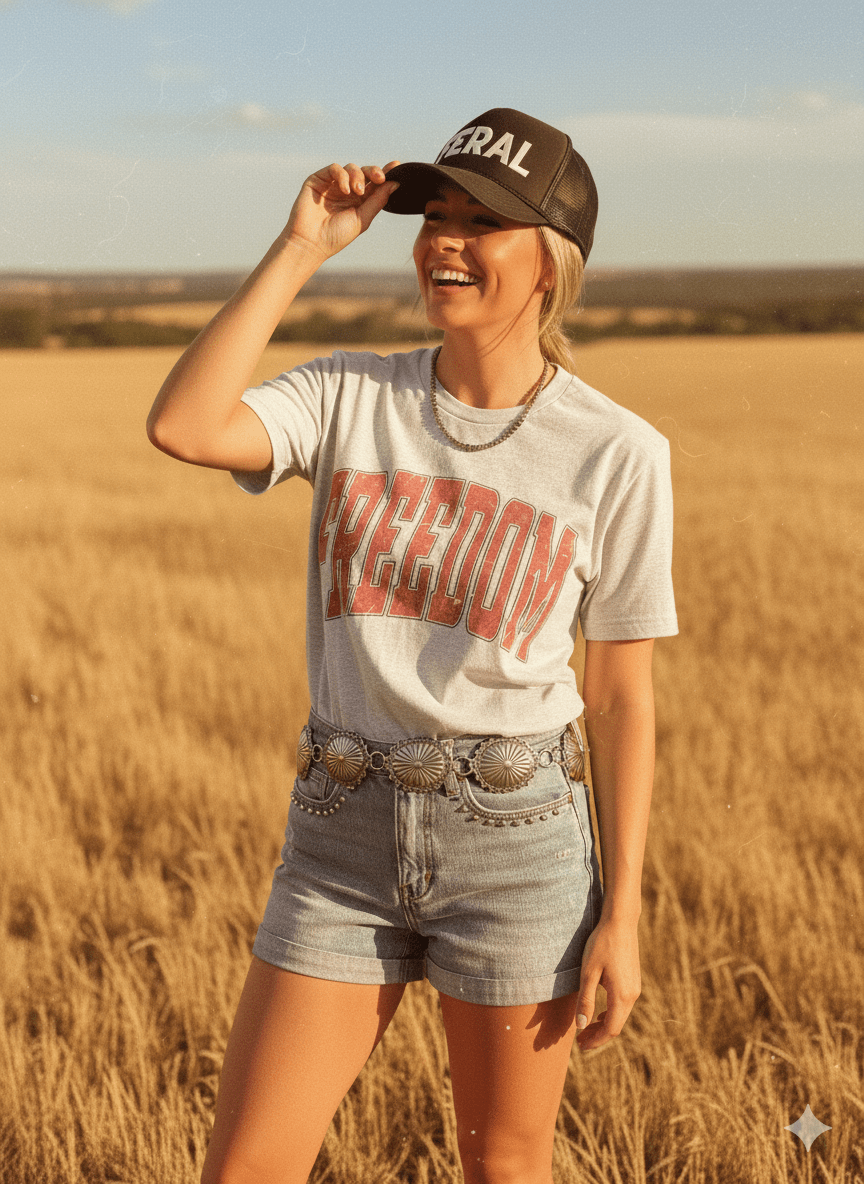 Wild Junkie American Freedom Graphic Tee — Wild Junkie branding close-up