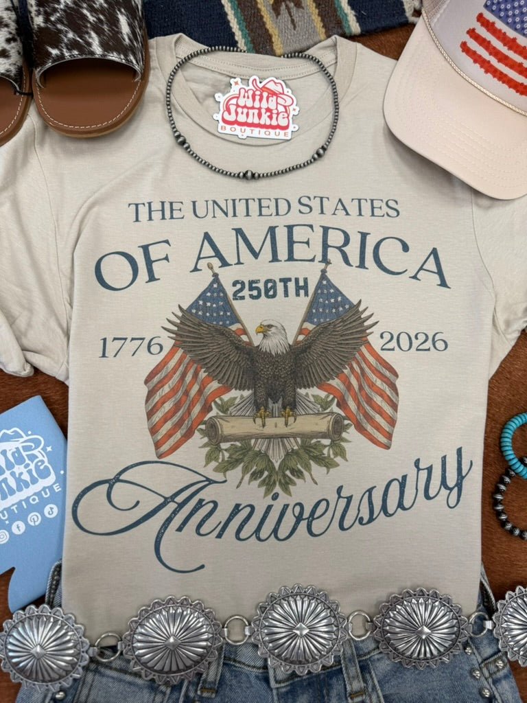 Wild Junkie America's 250th Anniversary Graphic Tee — construction detail