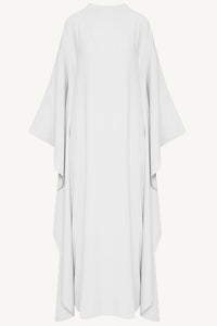 Amira Butterfly Inner Tie Abaya - White Abayas Veiled 