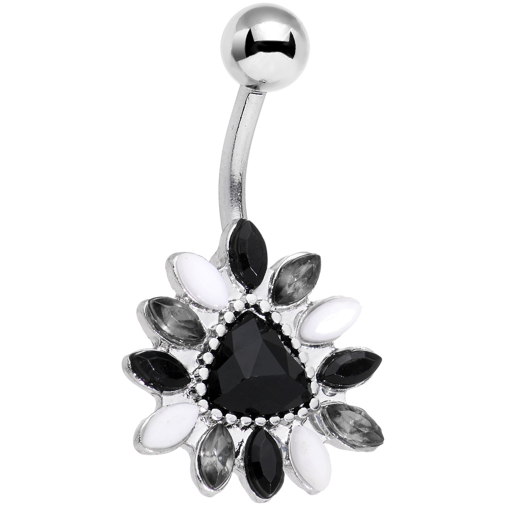 BodyCandy Black White Gem Art Deco Splash Belly Ring — main product shot