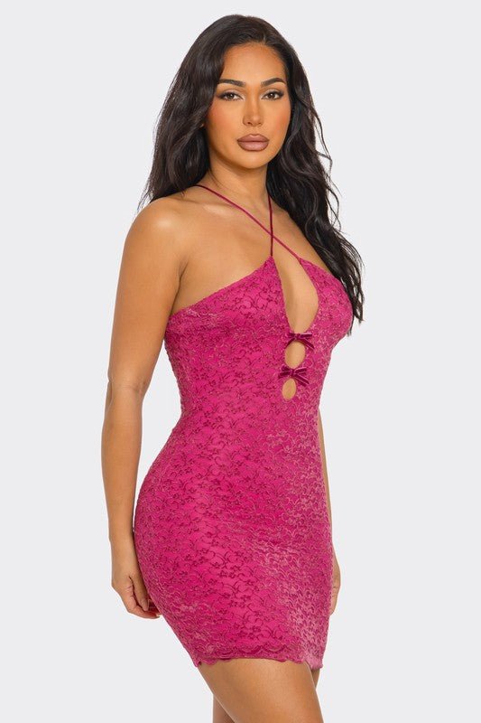 Amore Cutout Bow Strappy Mini Dress | Flirty Chic Clubwear Party Dress