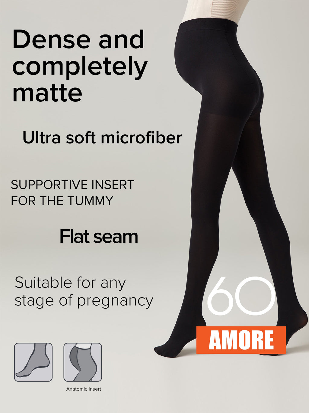TheRanok.com Maternity Tights Conte Amore 60 Den Support Effect Microfiber — detail close-up