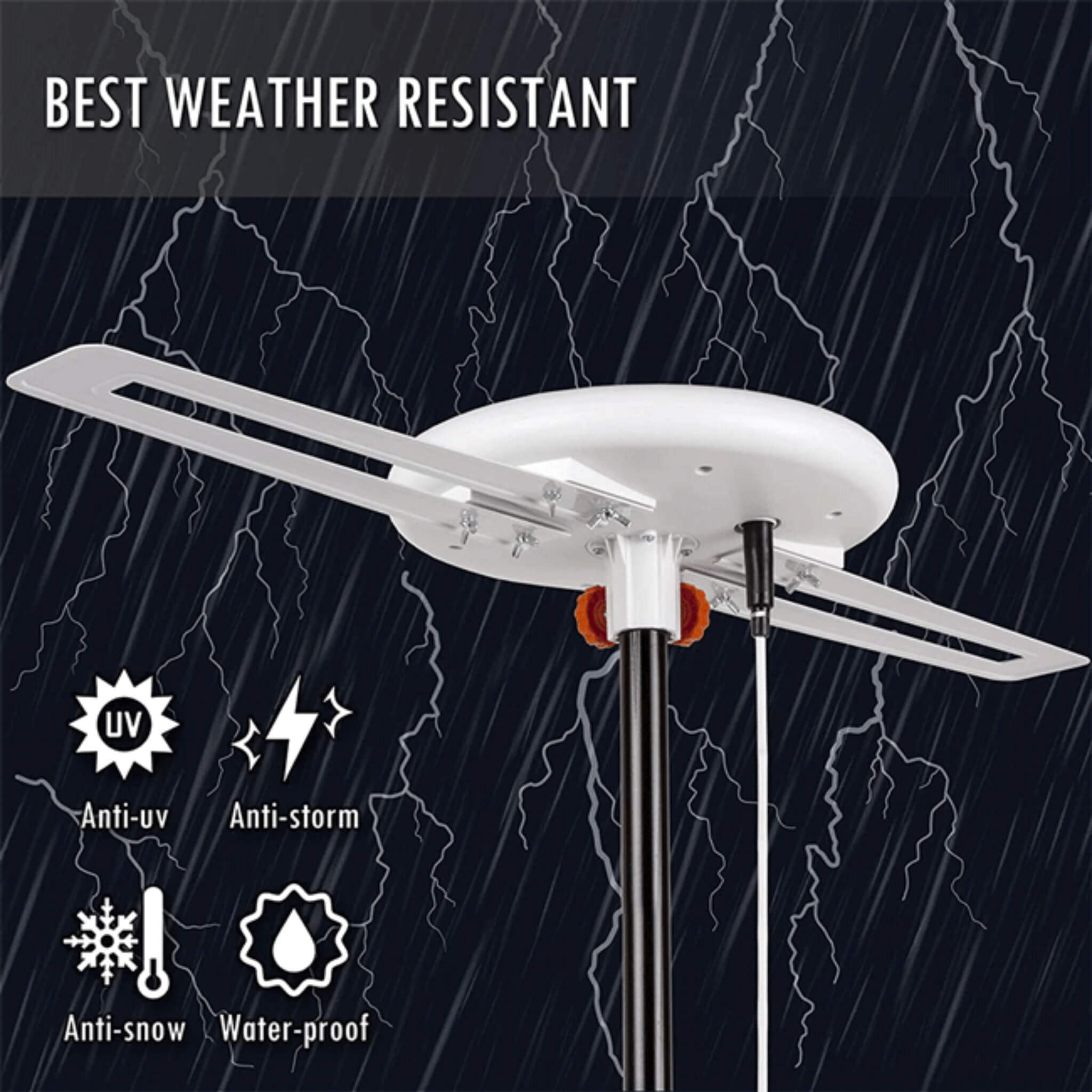 Amplified Outdoor Long Range Omni Directional Digital HDTV Antenna, 150 Miles (SAK91588) – SAKSBY WHOLESALE, view 4