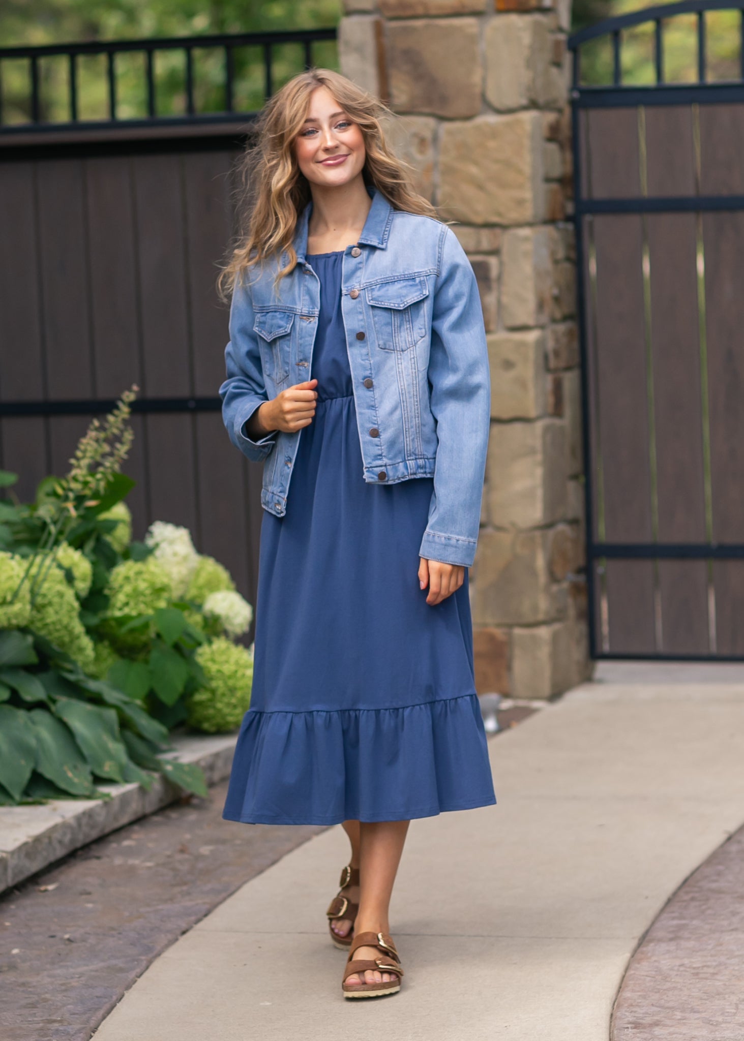 Inherit Co. Amy Puff Sleeve Midi Dress — side view