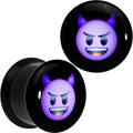 BodyCandy 9/16 Licensed Purple Devil emoji Acrylic Double Flare Plug Set — main product shot