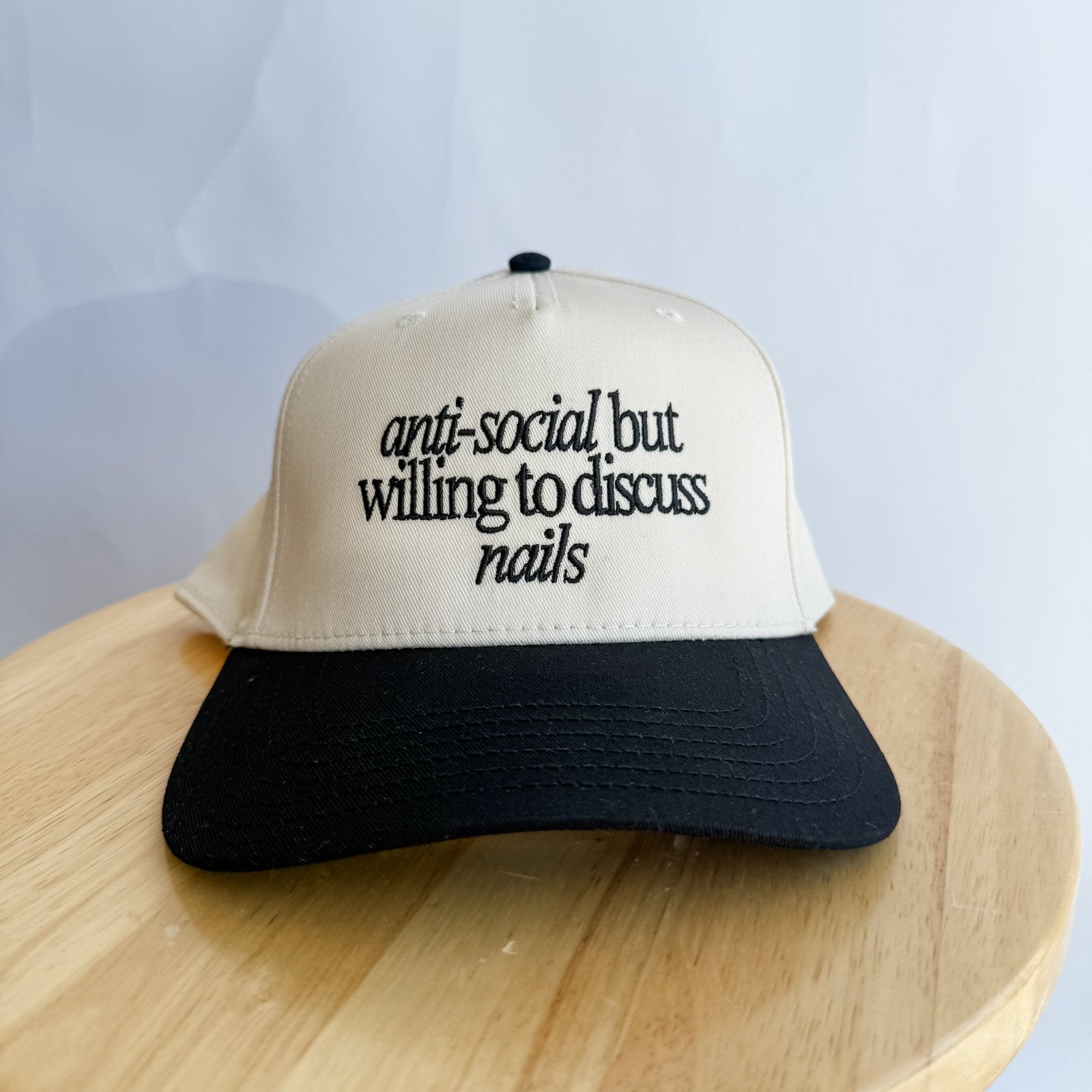 Coco & Rho Anti-Social but willing to discuss - Trucker Hat — detail close-up