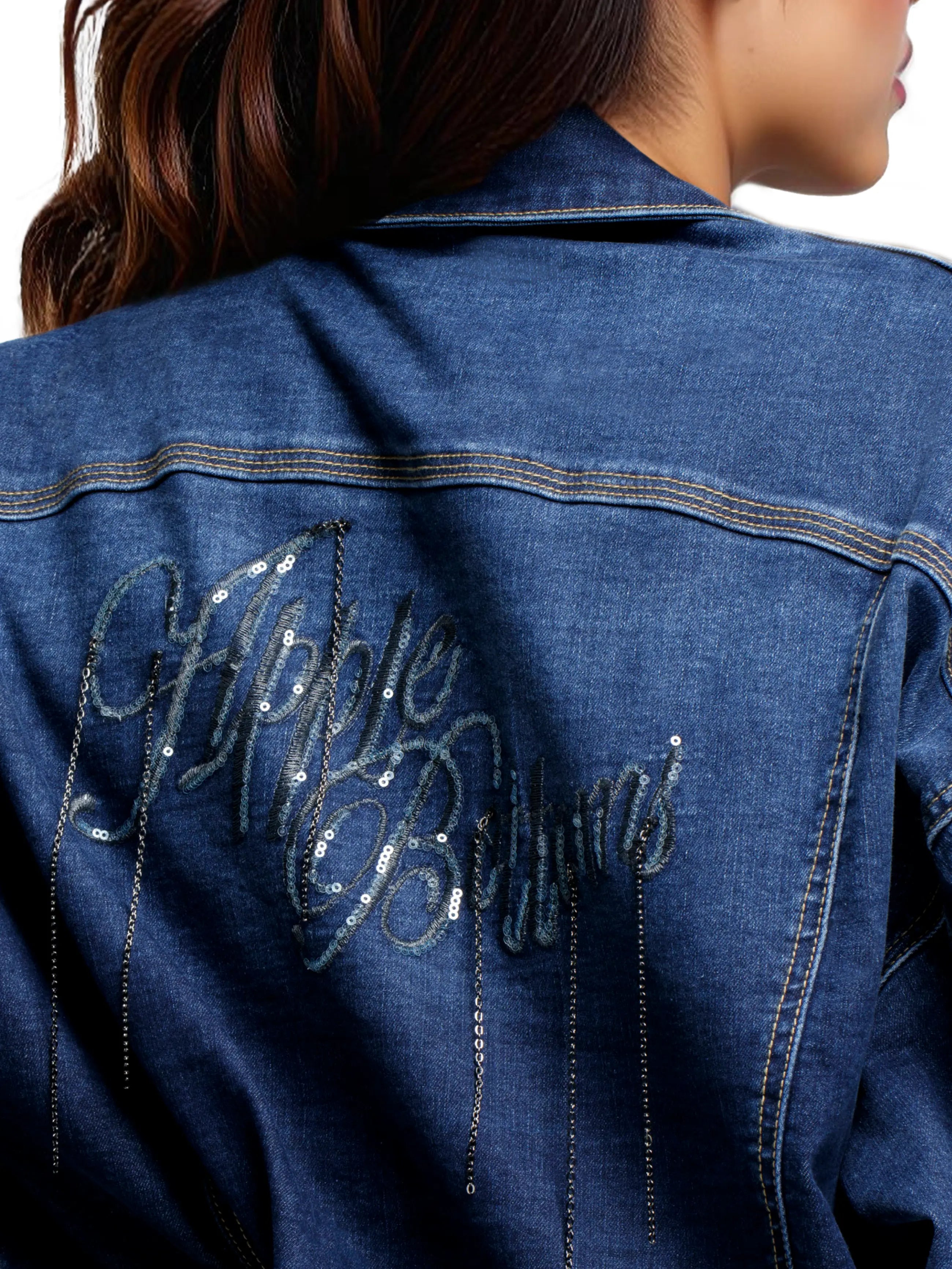 Apple Bottom Jeans Denim Chain Link Jacket — lifestyle