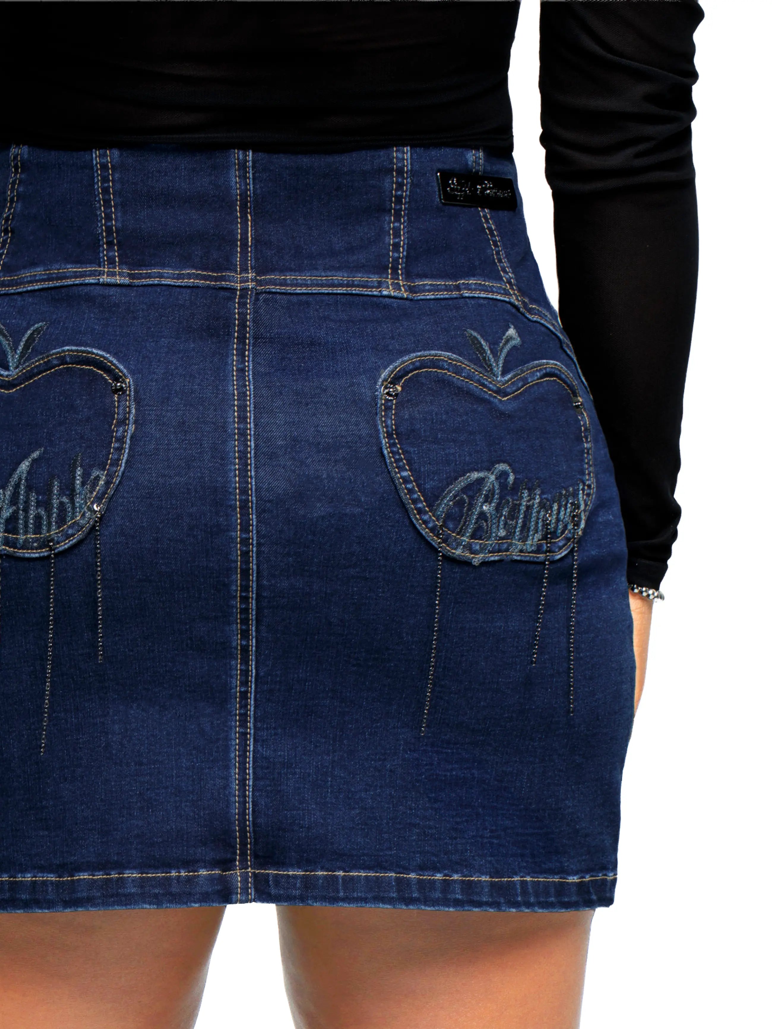Apple Bottom Jeans Apple Mini Skirt - Dark Wash — scale reference