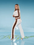 Apple Bottom Jeans Low-Rise Velour Pants - Ivory — main product shot