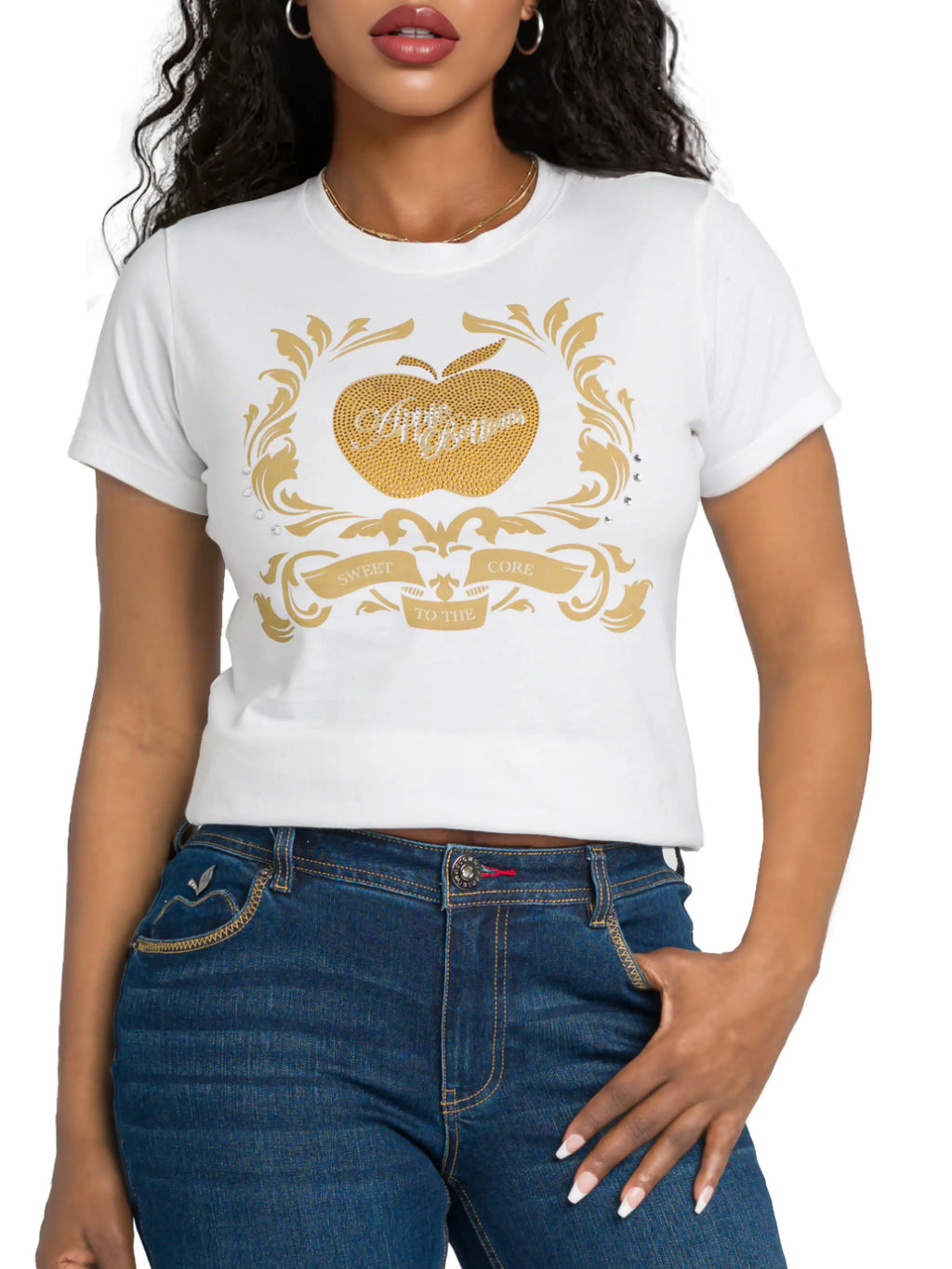 Apple Bottom Jeans Golden Crest Tee - White — alternate view