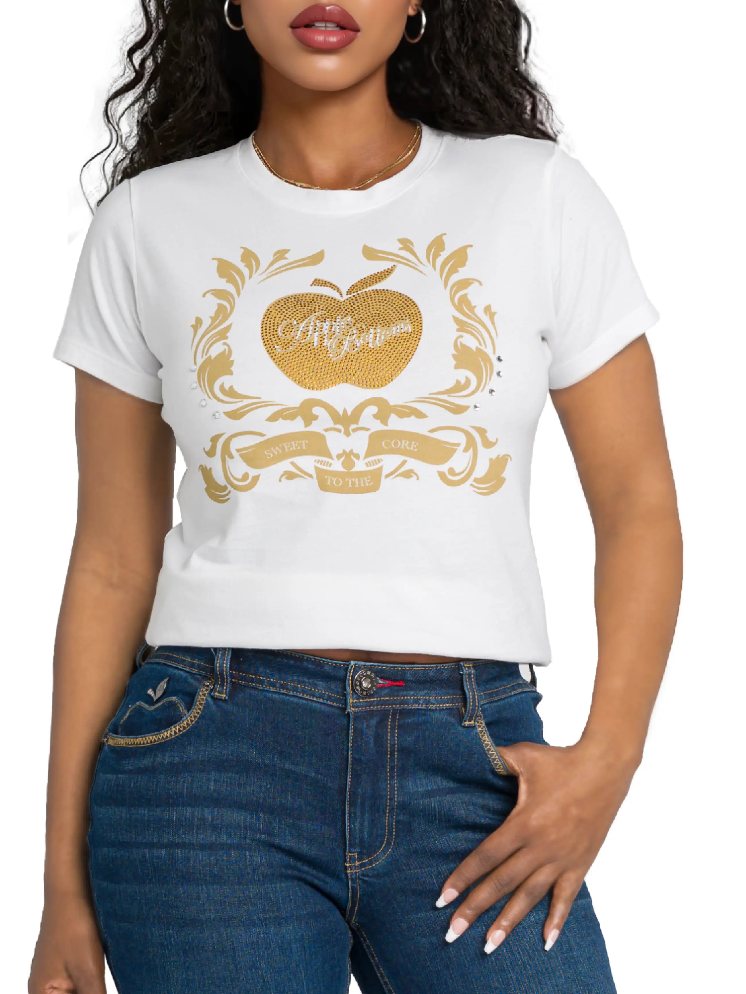 Apple Bottom Jeans Golden Crest Tee - White — alternate view