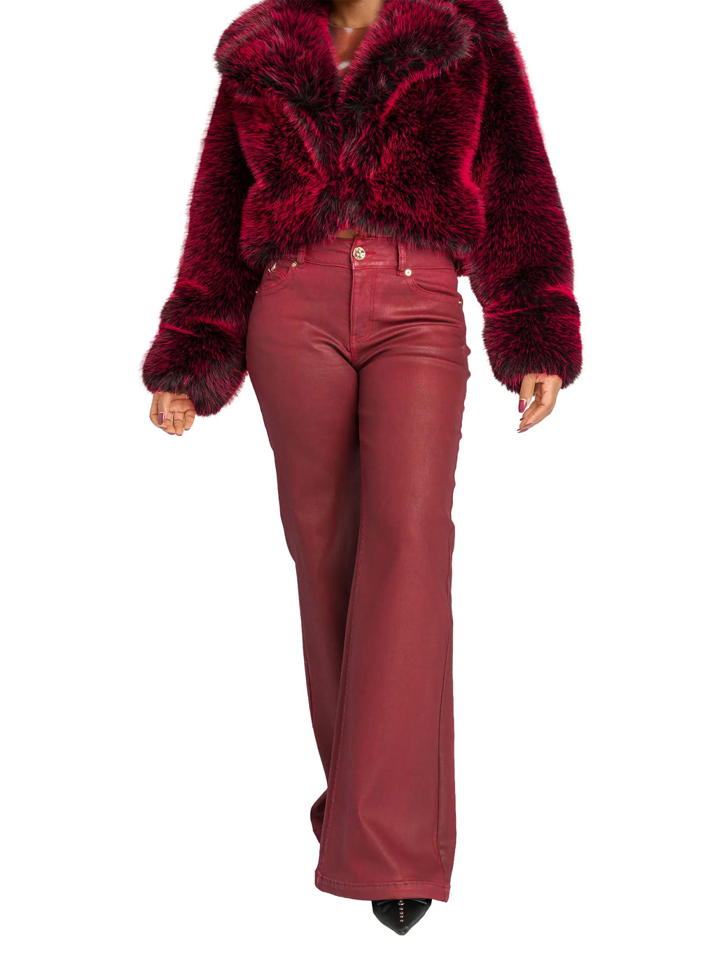 Apple Bottom Jeans Low-Rise Wide-Leg Jean - Red Delicious — branding close-up