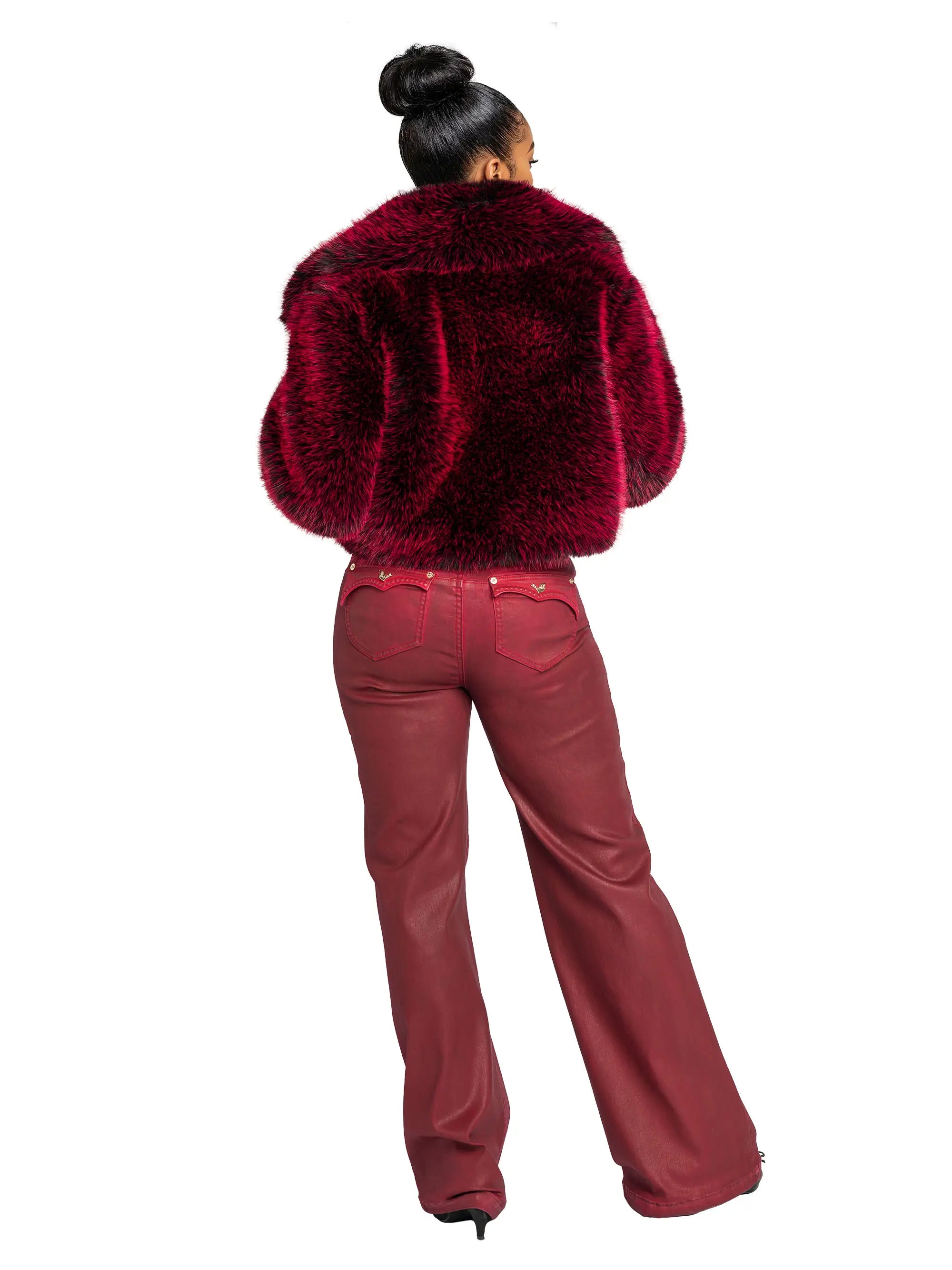 Apple Bottom Jeans Low-Rise Wide-Leg Jean - Red Delicious — in-use context