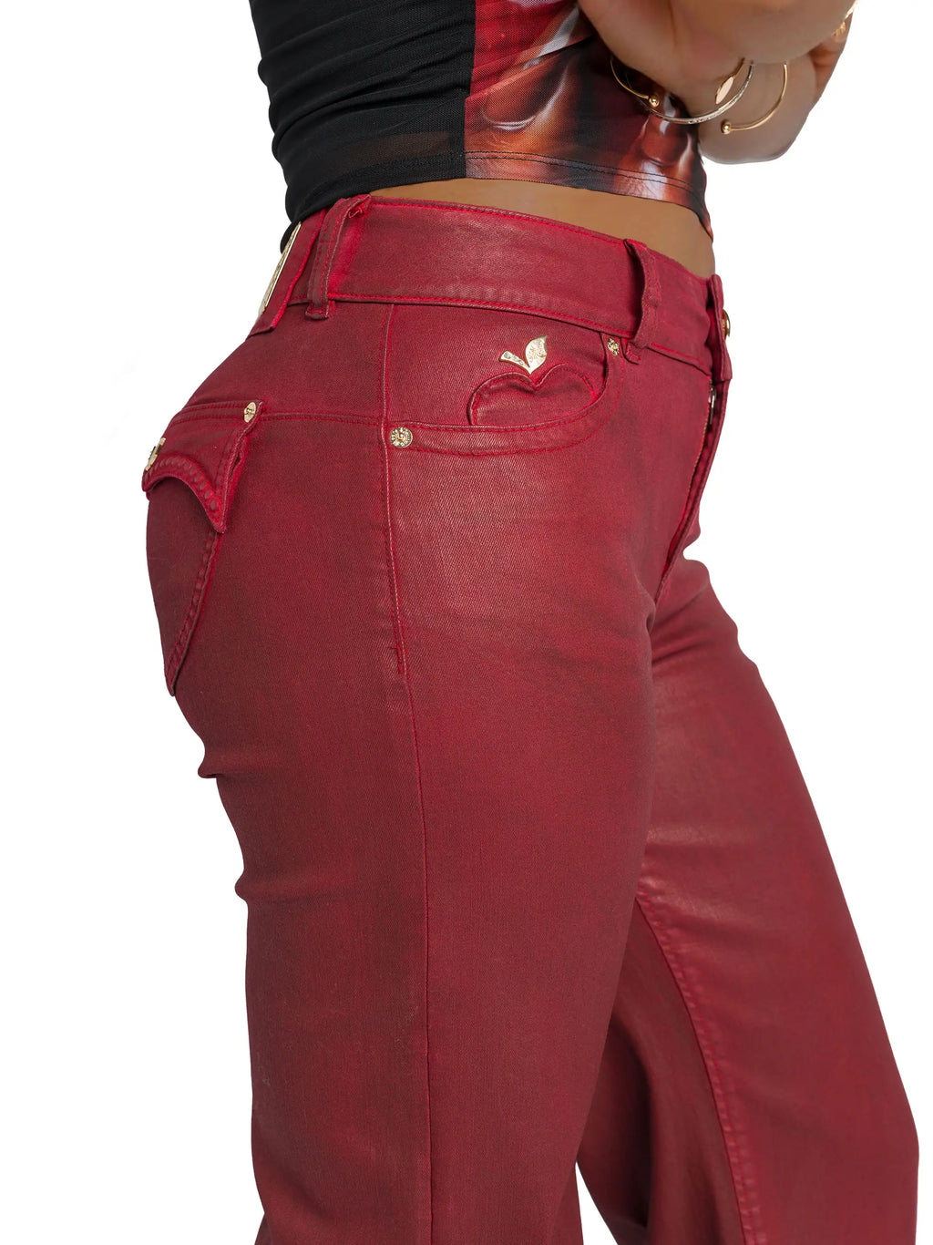Apple Bottom Jeans Low-Rise Wide-Leg Jean - Red Delicious — lifestyle context