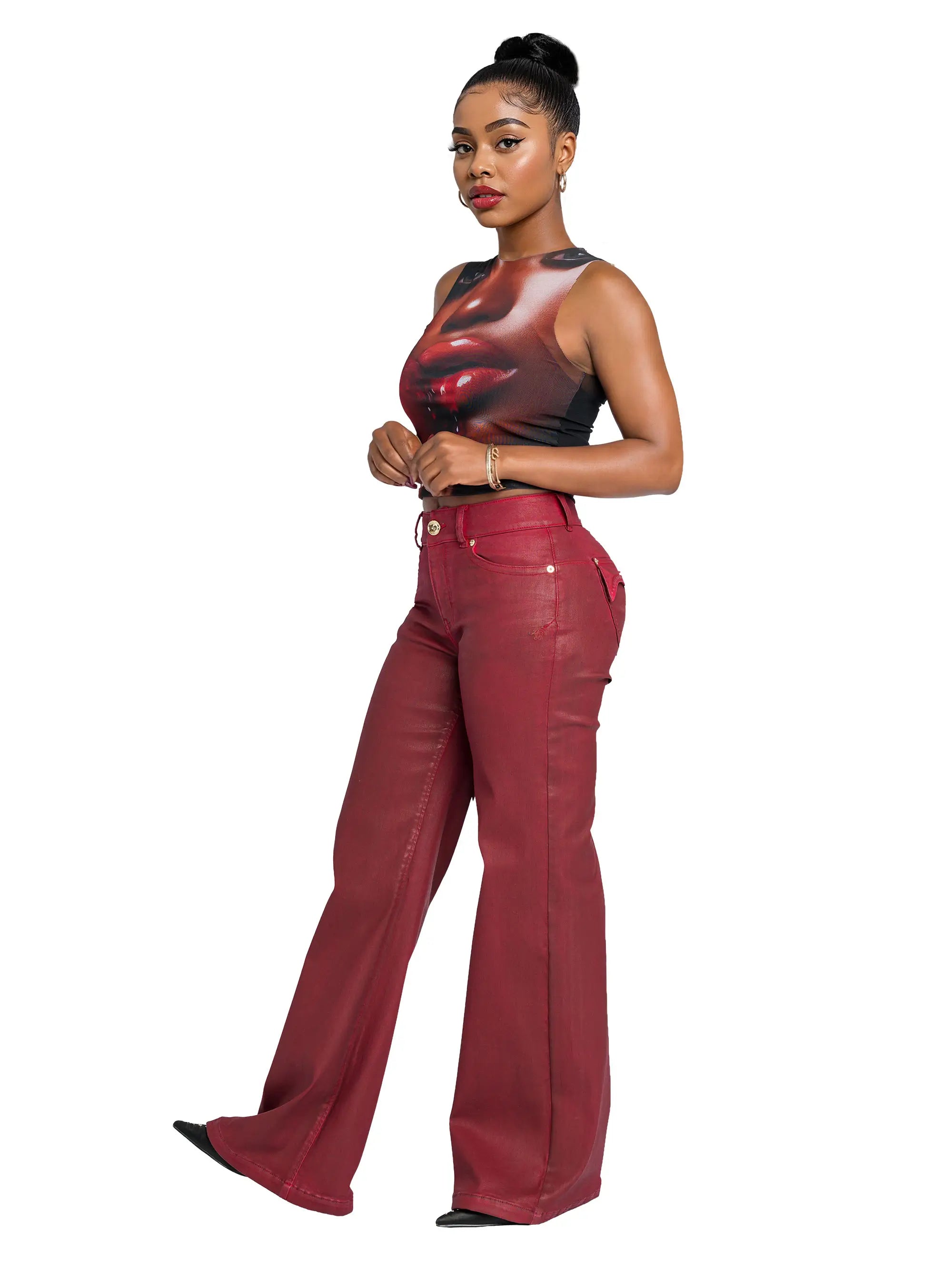 Apple Bottom Jeans Low-Rise Wide-Leg Jean - Red Delicious — color variant