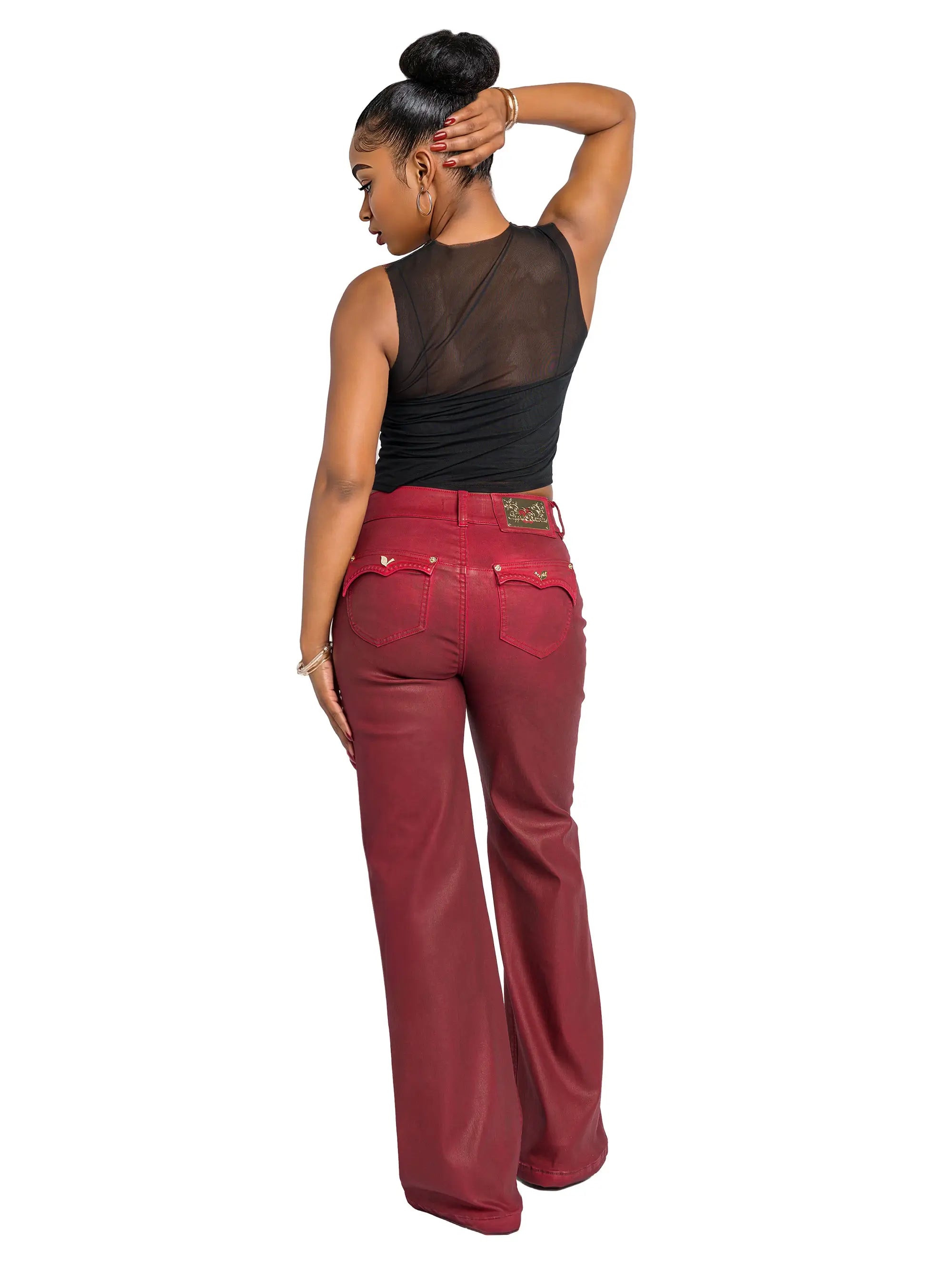 Apple Bottom Jeans Low-Rise Wide-Leg Jean - Red Delicious — main product shot