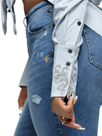 Apple Bottom Jeans Twist Woven Shirt - Sky — lifestyle