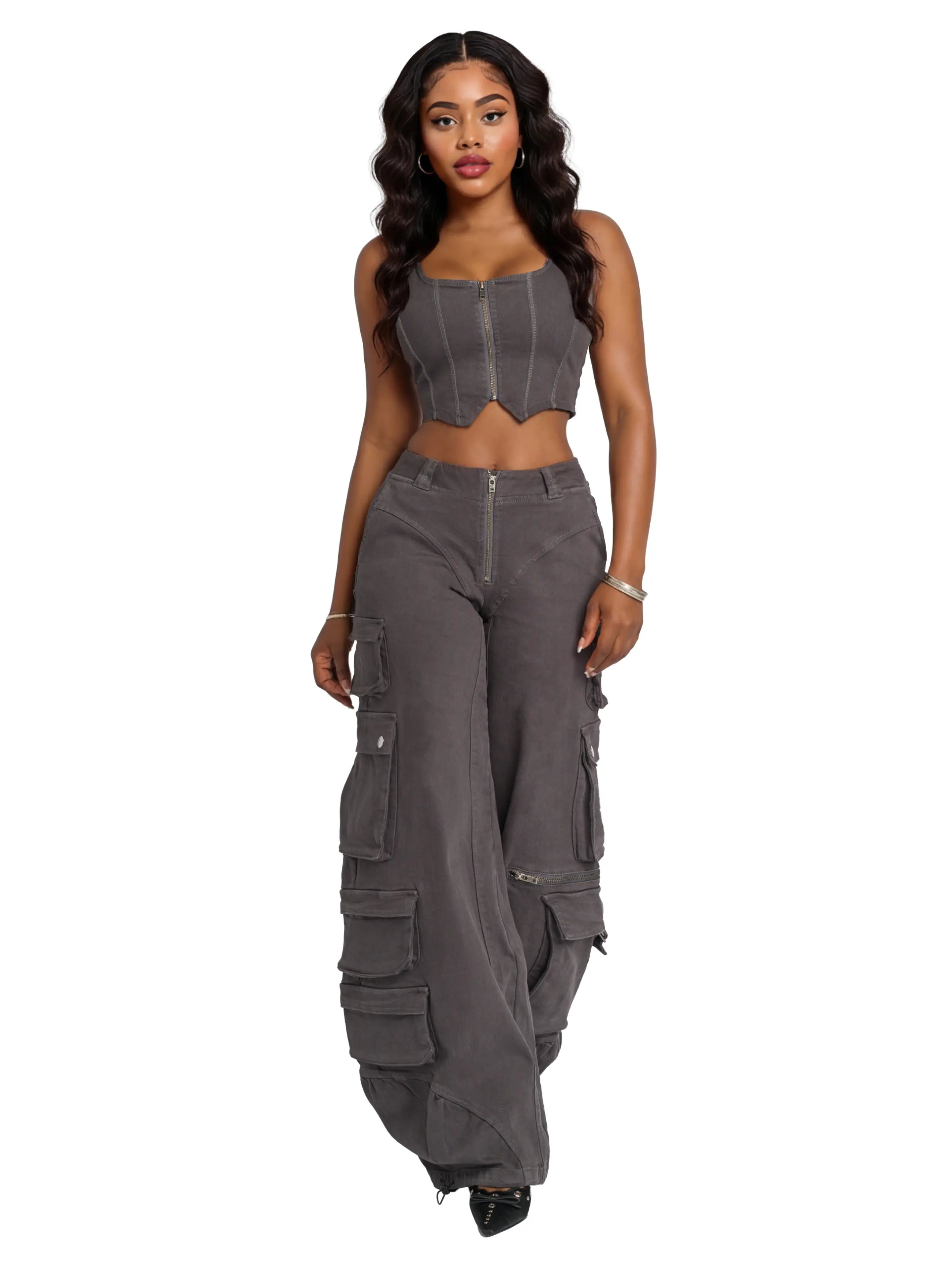 Apple Bottom Jeans Low-Rise Twill Cargo Pant — main shot