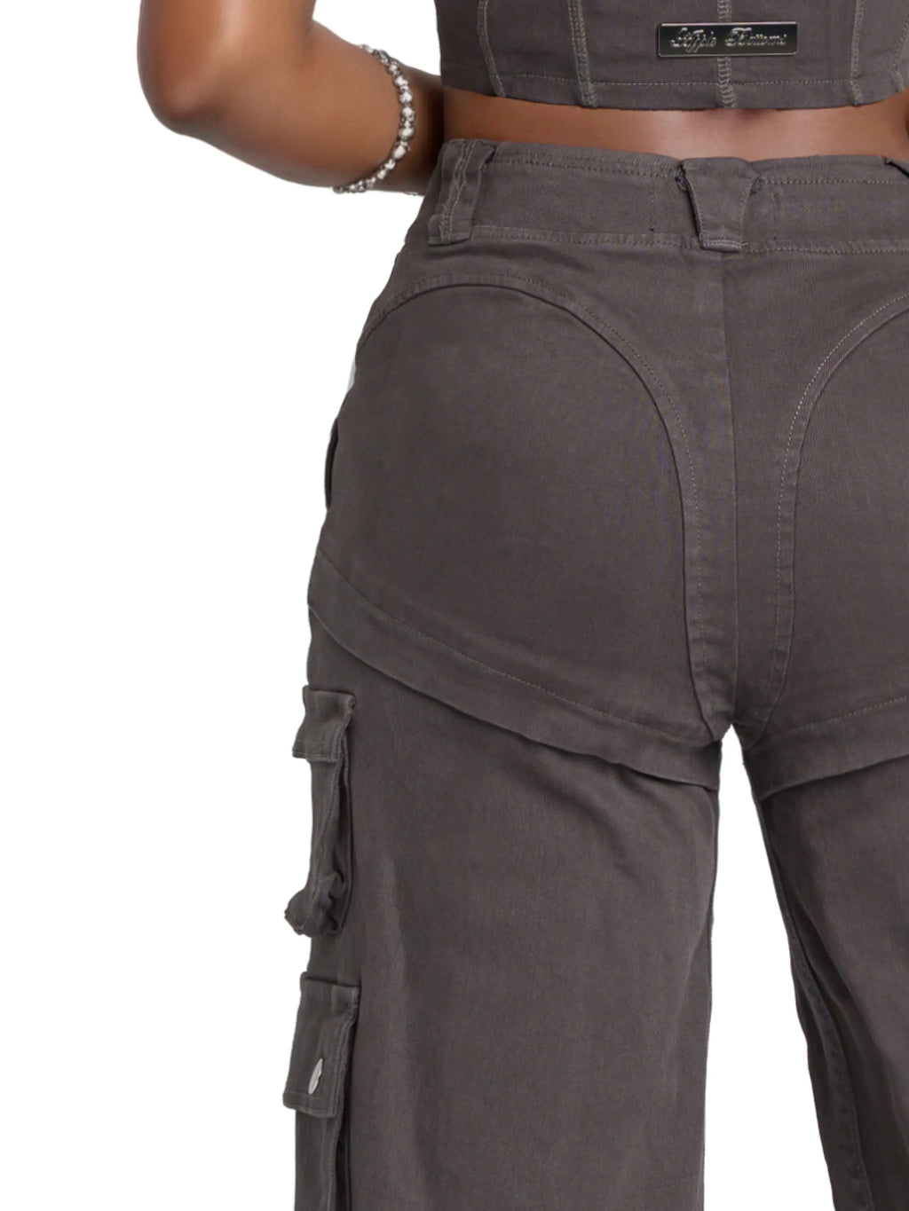 Apple Bottom Jeans Low-Rise Twill Cargo Pant — texture detail