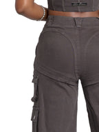 Apple Bottom Jeans Low-Rise Twill Cargo Pant — texture detail