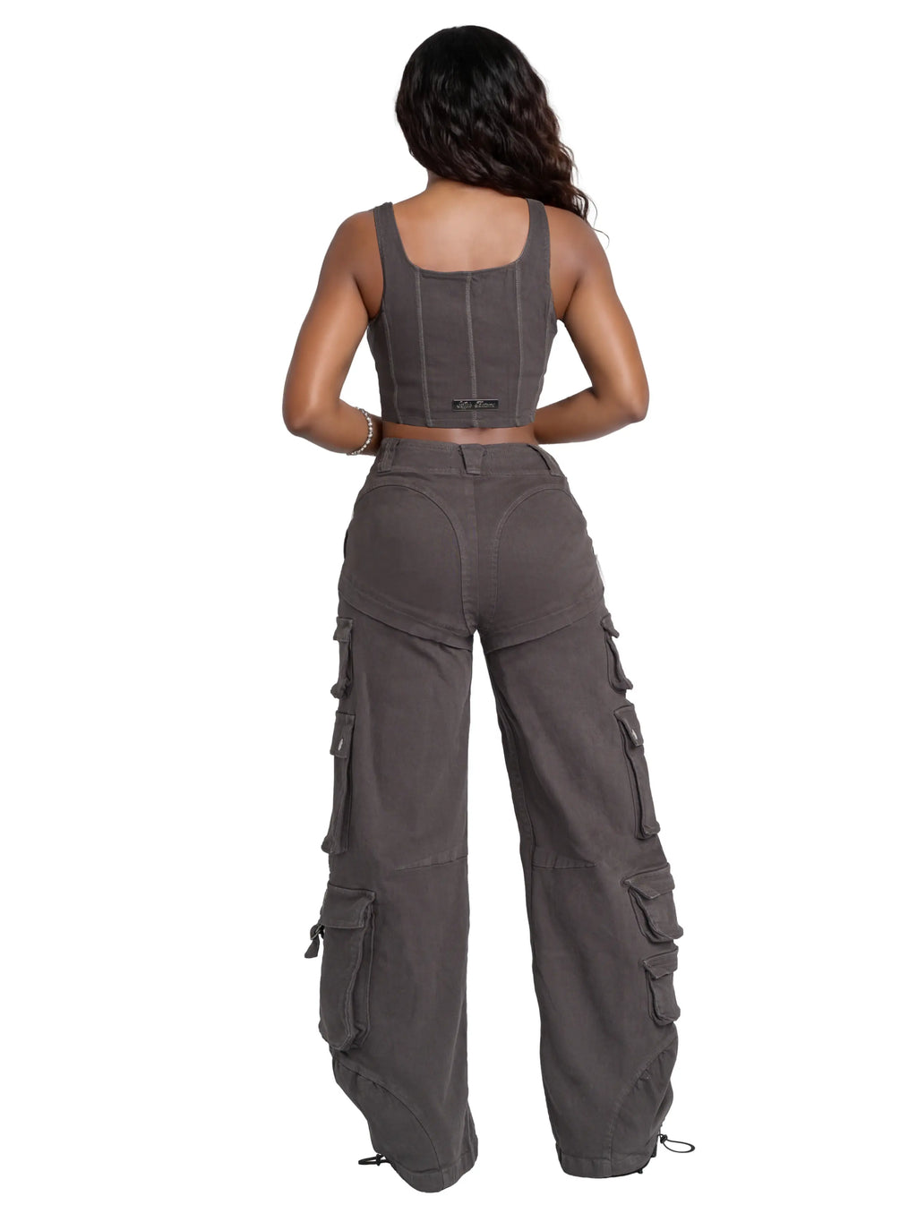Apple Bottom Jeans Low-Rise Twill Cargo Pant — in-use context