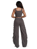 Apple Bottom Jeans Low-Rise Twill Cargo Pant — in-use context
