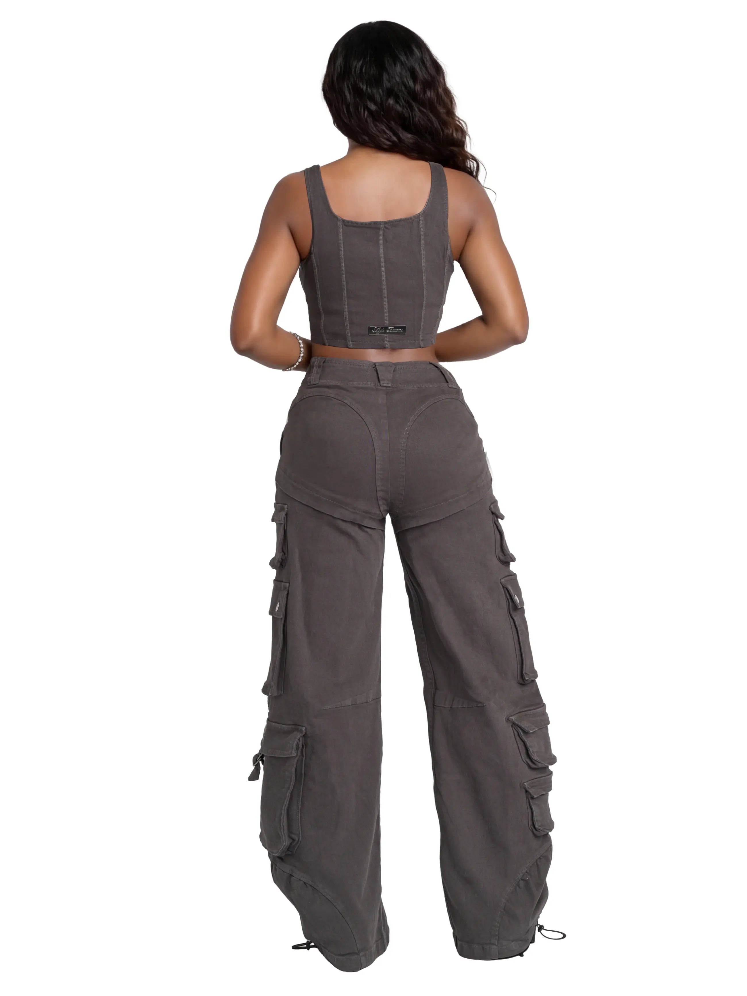 Apple Bottom Jeans Low-Rise Twill Cargo Pant — in-use context